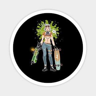 Longboard girl holding a blaster Magnet